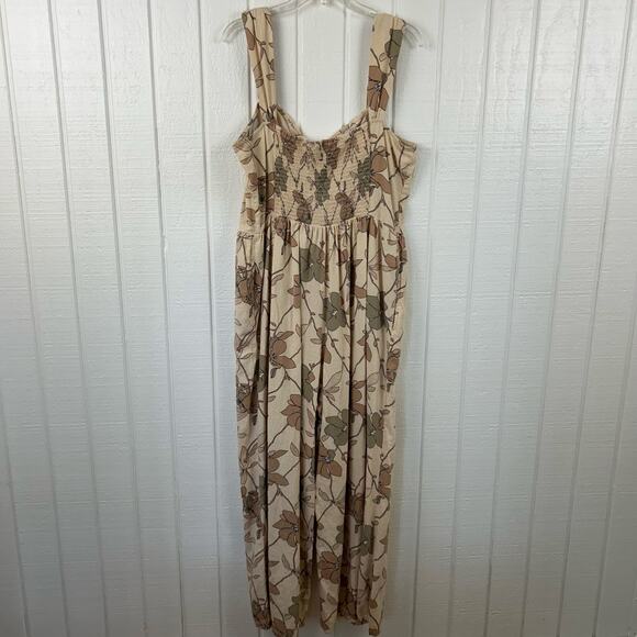 Loft Women Sleeveless Wide Leg Pants Jumpsuit Cream Linen Beach Preppy Size XL - Picture 7 of 11